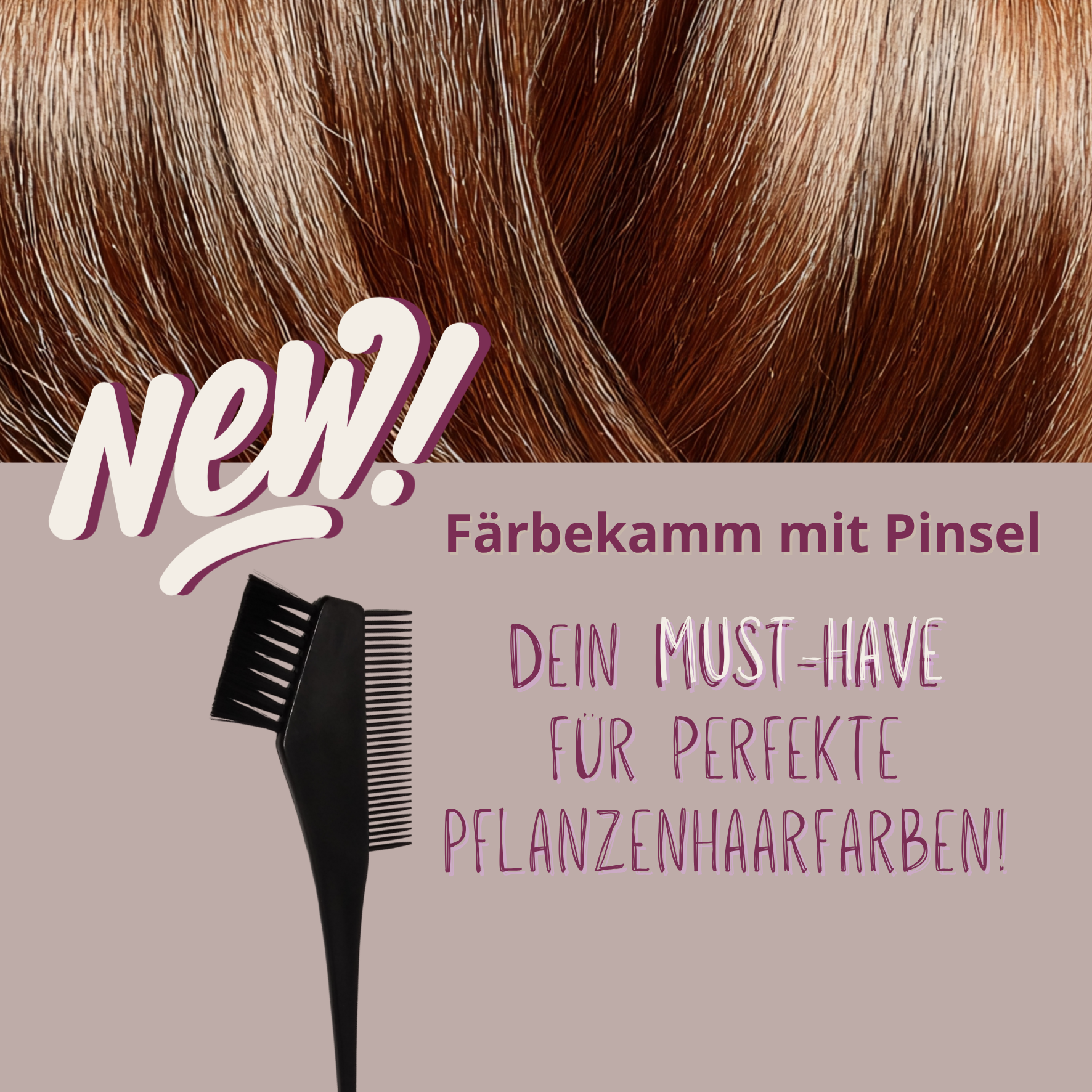 Mit dem Ayluna Farbpinsel mit Kamm trägst du Pflanzenhaarfarbe gleichmäßig auf und verteilst sie professionell bis in die Spitzen.